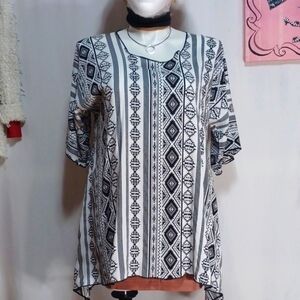 Luisa Blouse TOP BLACK AND WHITE DESIGN Size Large
